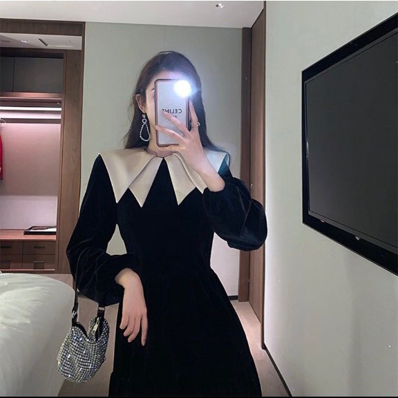 Đầm Nhung Siêu Xinh - Hàng xuất xịn y hình 100%