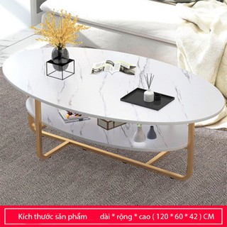 Bàn trà phòng khách hình oval mặt đá cao cấp  BAT016