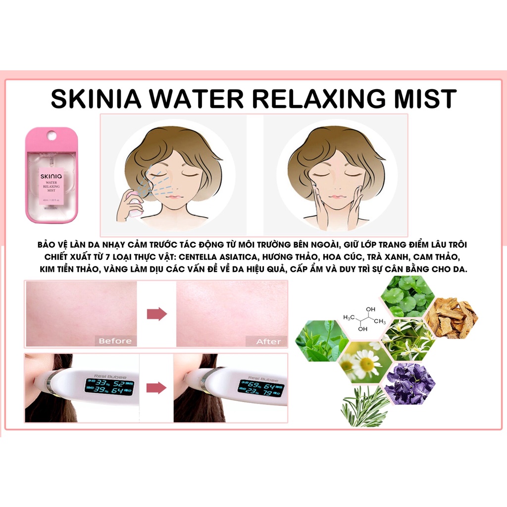 Xịt khoáng dịu da Skinia Water Relaxing Mist 40ml GomiMall