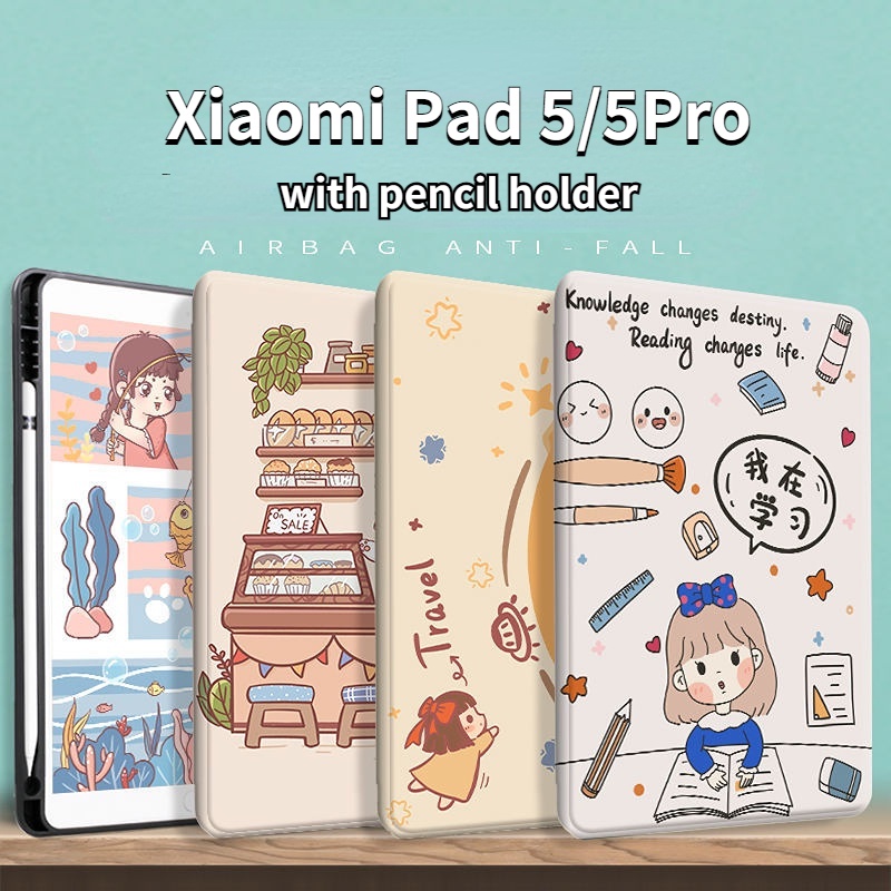 Universe xiaomi pad 5 pro 5 case 11 inch 6 pro cut cartoon tablet cover with pencil holder khe cắm bút da silicone bảo vệ chống va đập all-inclusive ultrathin soft flip pro