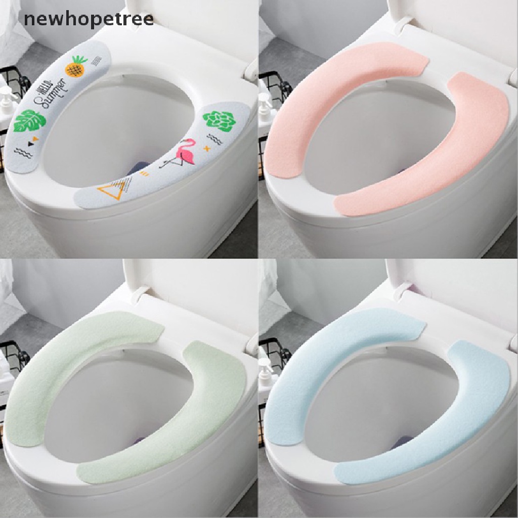 newhopetree 1 Pair Warmer Toilet Seat Mat Washable Cushion Sticker Crop Tiolet Seat Cover OIK