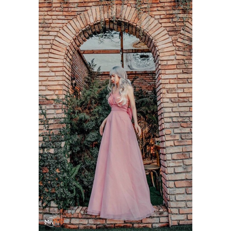 đầm cúp xếp nơ lưng