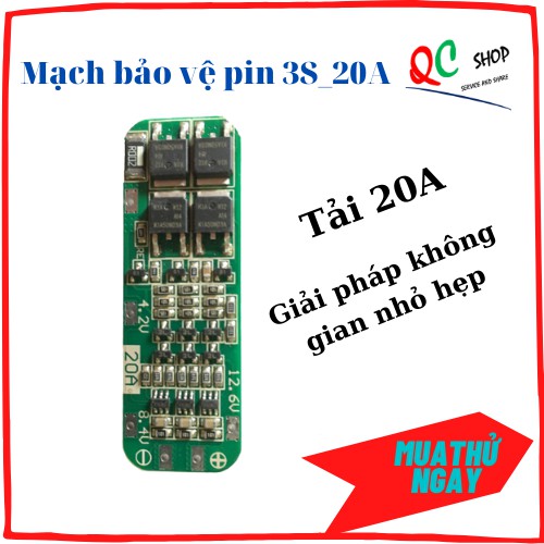 QC Mạch bảo vệ pin 3S 12V_20A ( mạch bảo vệ pin lion 12,6v_20A)