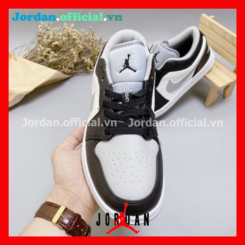 Giày Thể Thao Nam Nữ Jordan JD1 Low Ghi Đen Xám Cổ Thấp Thời Trang Full Box Bill