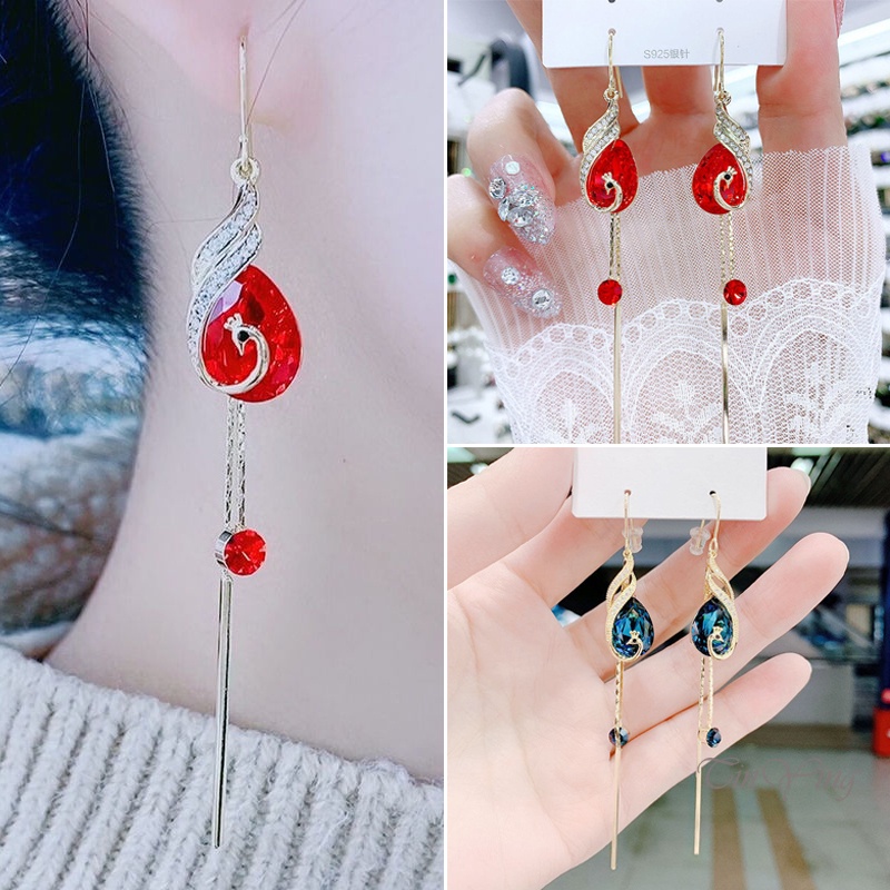 GETNOIVAS Khuyên Tai Kim Loại Hình Chim Phượng Hoàng Dễ Thương Cho Nữ