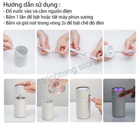 Máy phun sương tạo ẩm 320ml có đèn Led cực đẹp