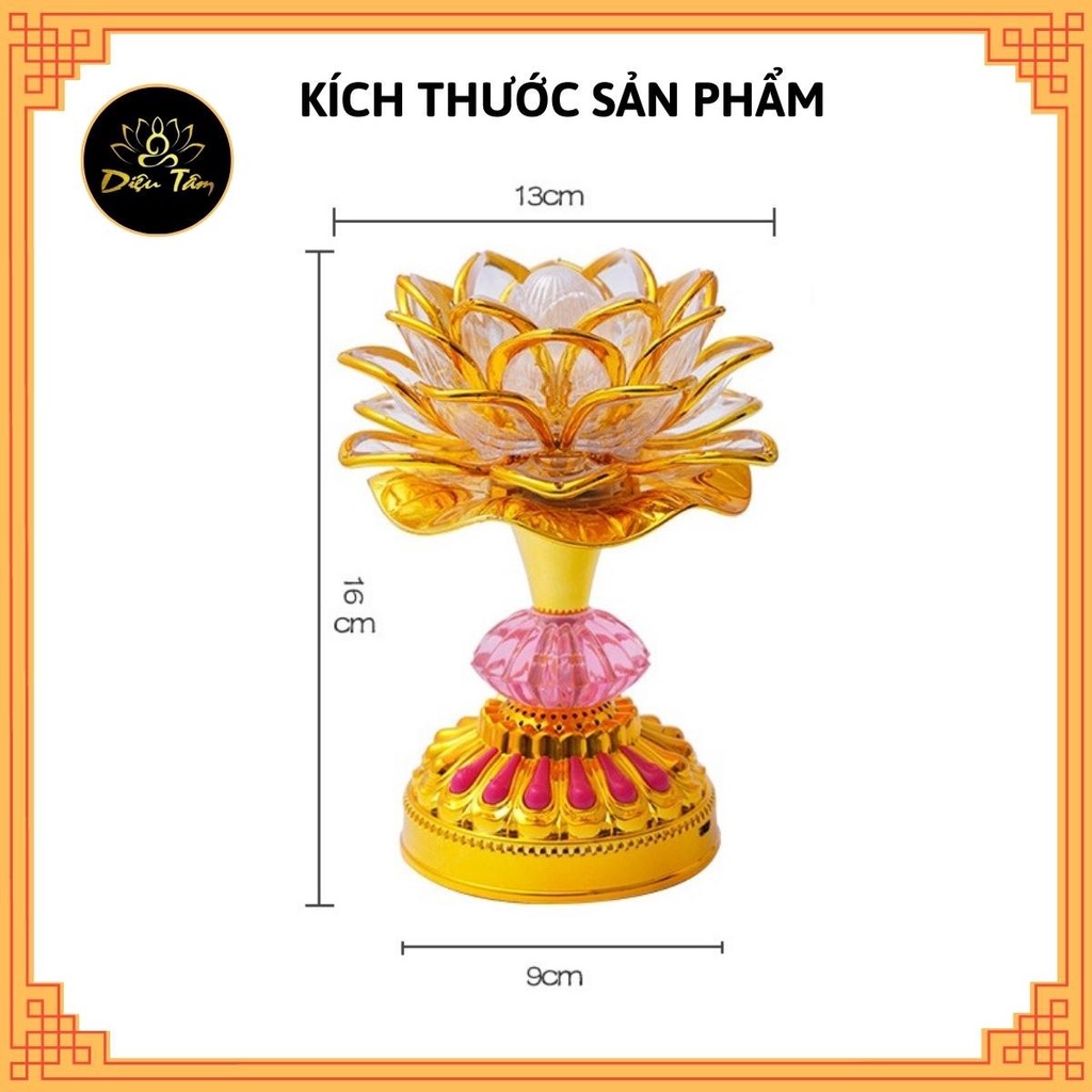 Đèn thờ hoa sen đồ thờ cúng - máy niệm phật 8 bài đổi màu Diệu Tâm