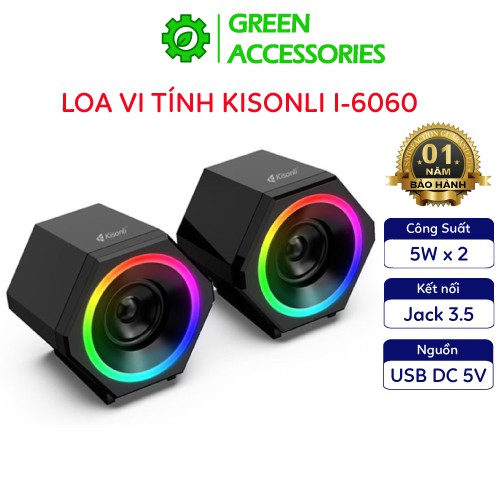 Loa vi tính Kisonli L-6060 Công Suất 10W - Có viền LED - Loa laptop Chính Hãng BH 12 Tháng