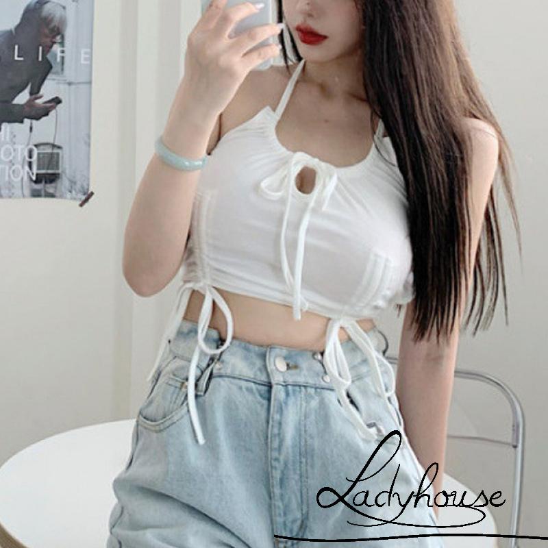 Áo Croptop Không Tay Hở Lưng Màu Sắc Đơn Giản Cho Nữ