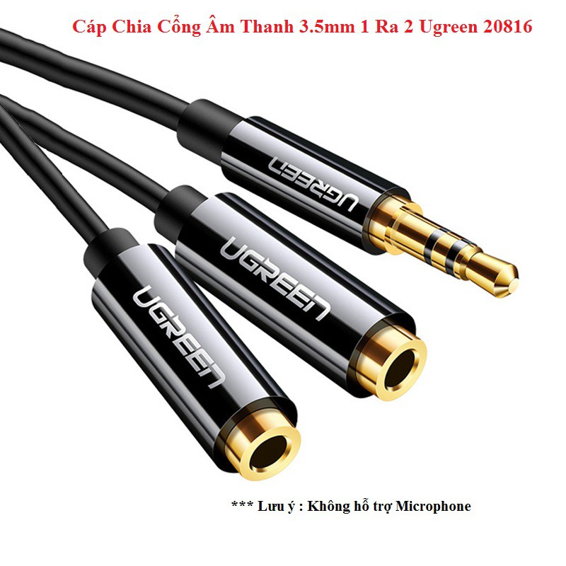 Cáp Chia Cổng Âm Thanh 3.5mm 1 Ra 2 Ugreen 20816 (dài 20cm)