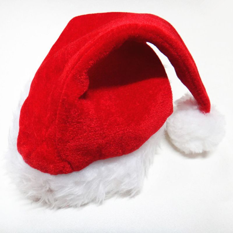 Mũ Ông Già Noel Bằng Vải Nhung Phối Viền Lông Dày Dặn Dành Cho Trẻ Em Và Người Lớn