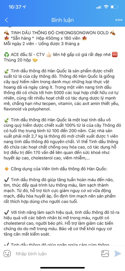 [HÀNG MỚI VỀ] TINH DẦU THÔNG ĐỎ CHEONGSONGWON GOLD HÀN QUỐC