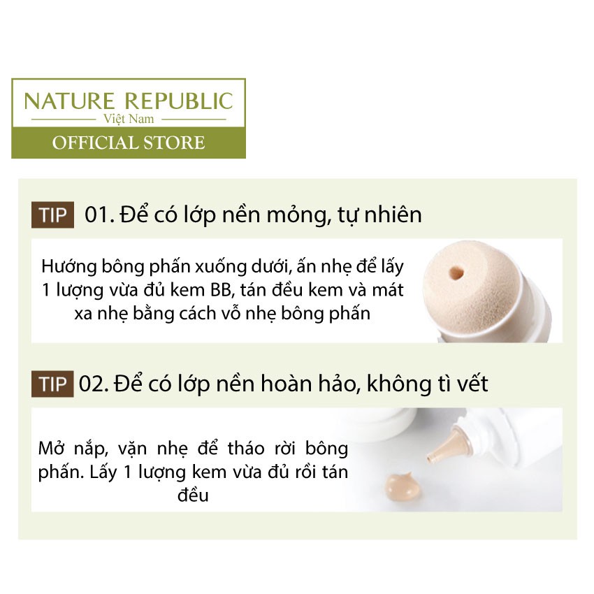 HSD 07/2022 Kem BB trang điểm NATURE REPUBLIC Snail Solution BB Cream SPF 30 PA++ 40ml