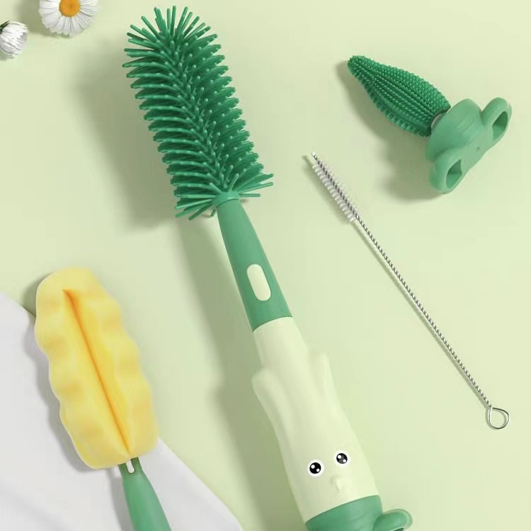 Bộ Dụng Cụ Vệ Sinh Bình Sữa Em Bé 3 Trong 1 Bằng Chất Liệu Siliconce