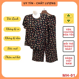 Bộ Lanh Mặc Nhà Đồ Bộ Lanh Nữ Áo Cộc Cài Cúc Quần Dài Dành Cho Các Bà Các Mẹ