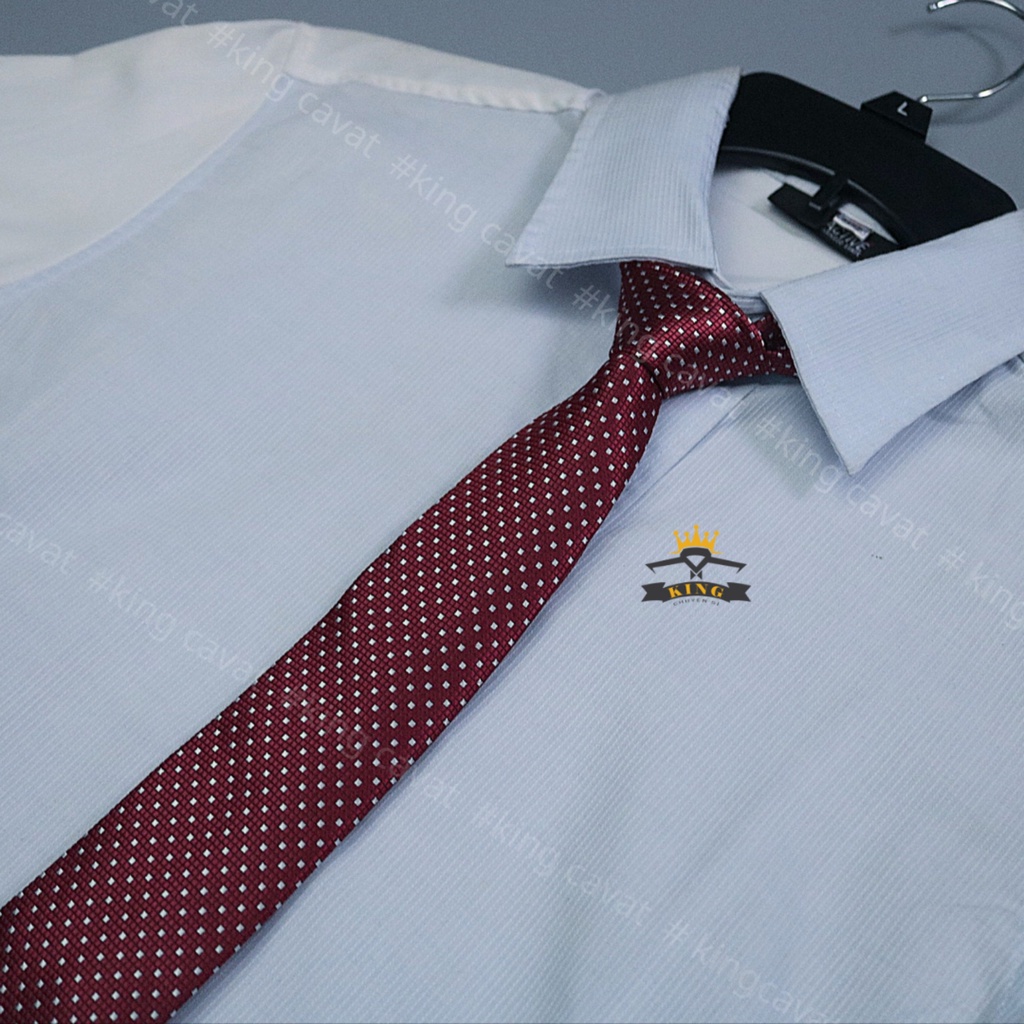 Cà vạt nam KING caravat nam họa tiết chấm bi nhiều màu cho học sinh công sở, vải silk lụa 100%, 3 lớp C52