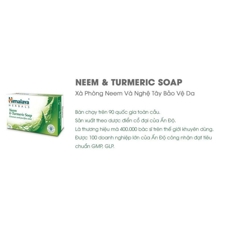 Xà phòng giảm mụn cơ thể từ lá neem Himalaya Neem Turmeric Soap 75g | BigBuy360 - bigbuy360.vn