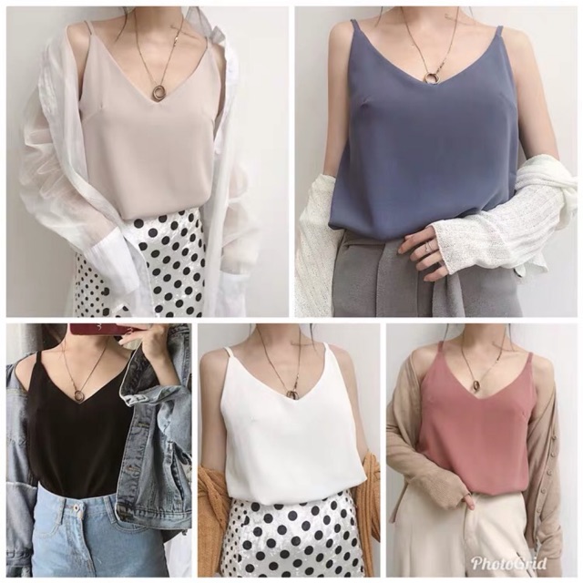 Áo hai dây lụa cát