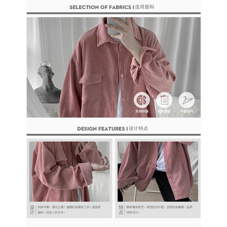 Áo Khoác Kẻ Tay Dài Rộng Thời Trang  Cho Nam áo sơ mi nhung tăm nam