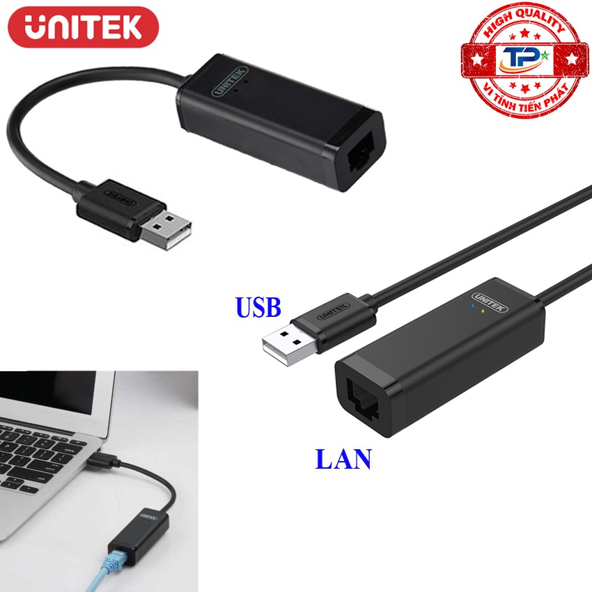 Đầu Chuyển USB ra sang cổng LAN Ethernet Unitek Y-1468 usb to LAN