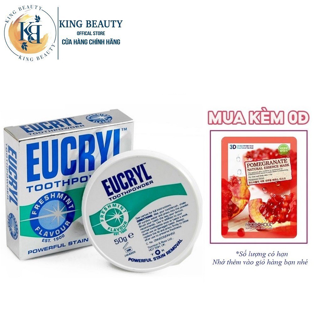 Bột tẩy trắng răng hương bạc hà Eucryl Toothpowder Powerful Stain Removal 50g