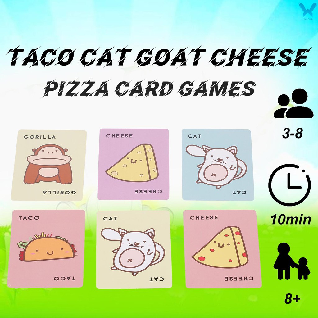 Bộ 10 Thẻ Chơi Game Hình Bánh Pizza / Dê / Phô Mai / Mèo Cho 3-8 Người Chơi