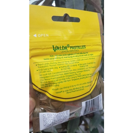 Kẹo dẻo VALDA Pastilles thơm miệng, mát họng 20g - Đông Anh Pharmart