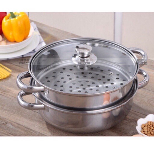<FREESHIP> NỒI HẤP 2 TẦNG INOX CAO CẤP SIZE 28CM