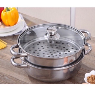 Nồi hấp 2 tầng inox cao cấp size 28cm