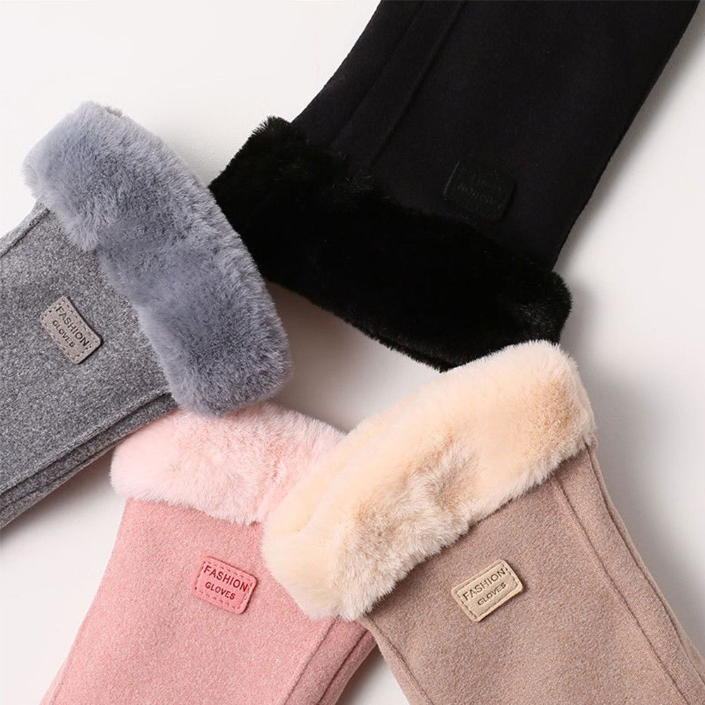 Đôi găng tay vải lông nhung dày giữ ấm nhiều màu sắc tùy chọn thời trang dành cho nữ