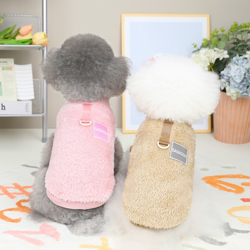 Áo sweater giữ ấm cho thú cưng cổ tròn, có vòng kéo phía sau - Quần áo ấm mùa đông cho chó mèo