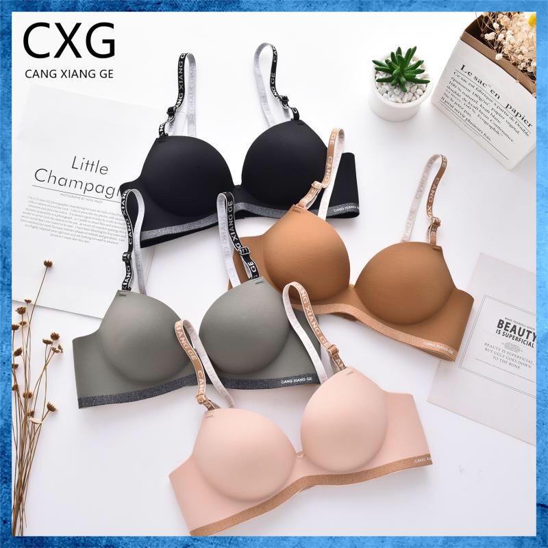 Áo lót nữ su đúc trơn không gọng cup chéo đệm mút bàn tay nâng ngực phối viền dây chữ A7350
