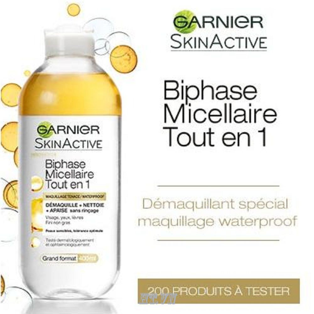 Tẩy Trang Dầu + Nước Garnier Skinactive Biphase Micellaire Tout En 1 (400ml) luôn cam kết chính hãng