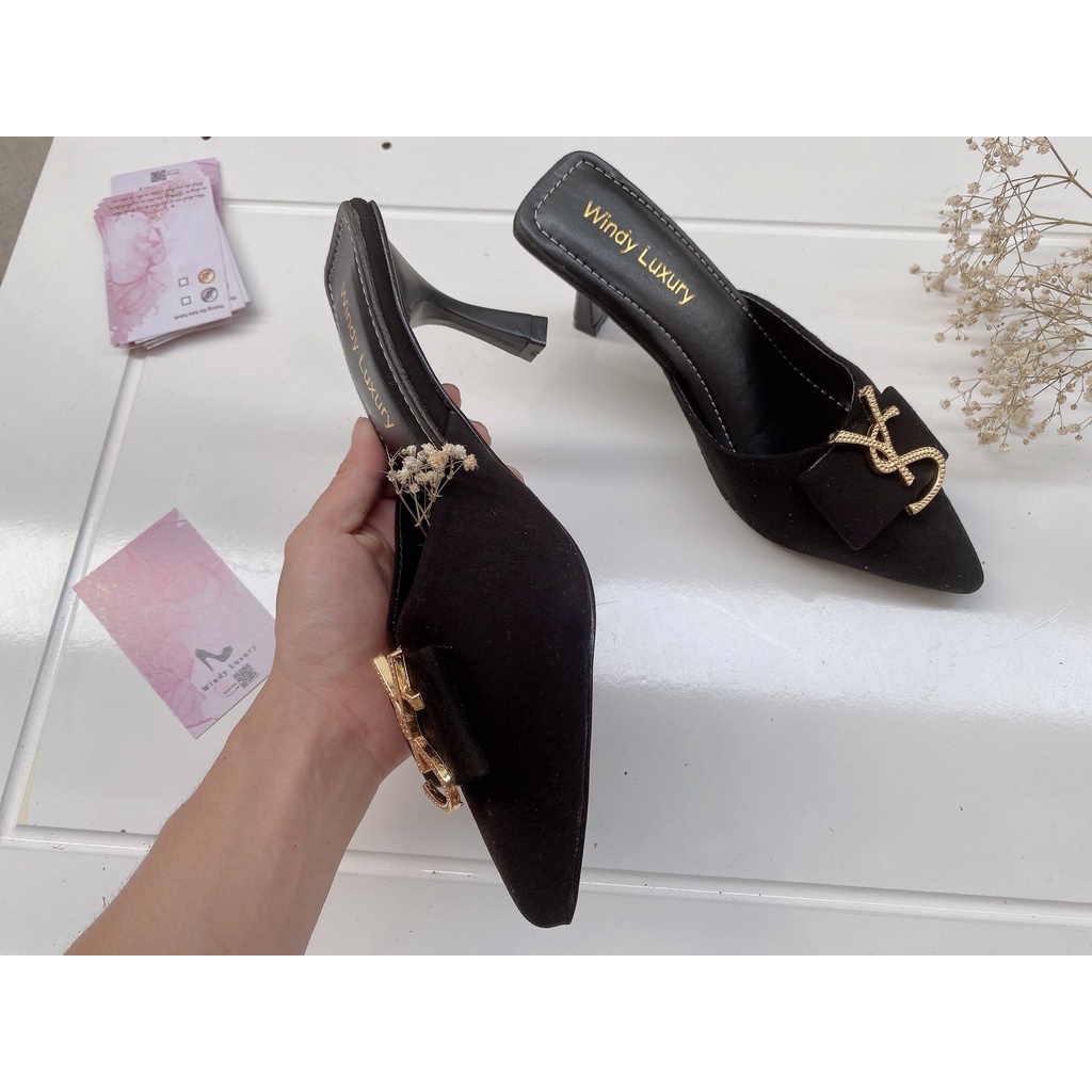 Giày cao gót mũi nhọn YS, chất liệu nhung, đế nhọn cao 5cm sang chảnh và thanh lịch - 1000012