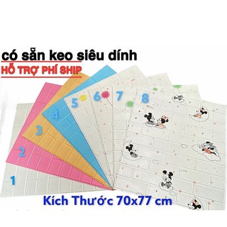 Xốp dán tường 3D Hoạt hình trẻ em. Khổ lớn 70x77cm sẵn keo bóc dán.