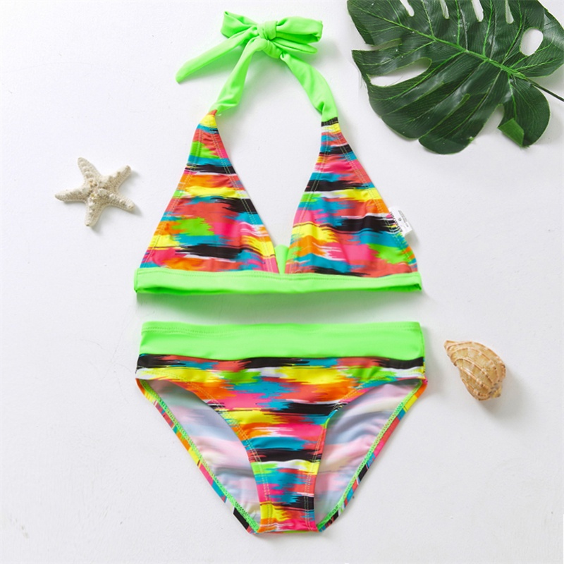 Bộ Đồ Bơi Bikini Hai Mảnh Họa Tiết Kẻ Sọc Dễ Thương Thời Trang Mùa Hè Dành Cho Bé Gái 6-16 Tuổi