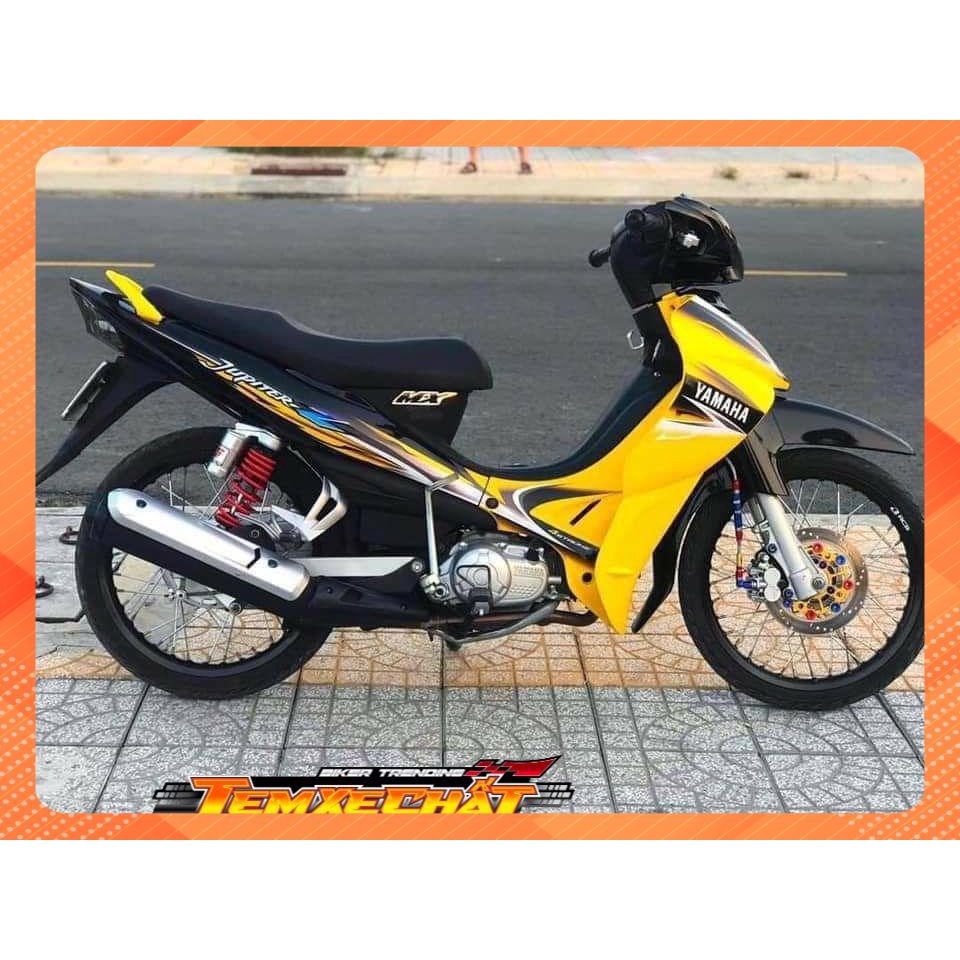 Bộ Tem xe Jupiter , tem rời cao cấp 3 lớp bóng xe đen vàng
