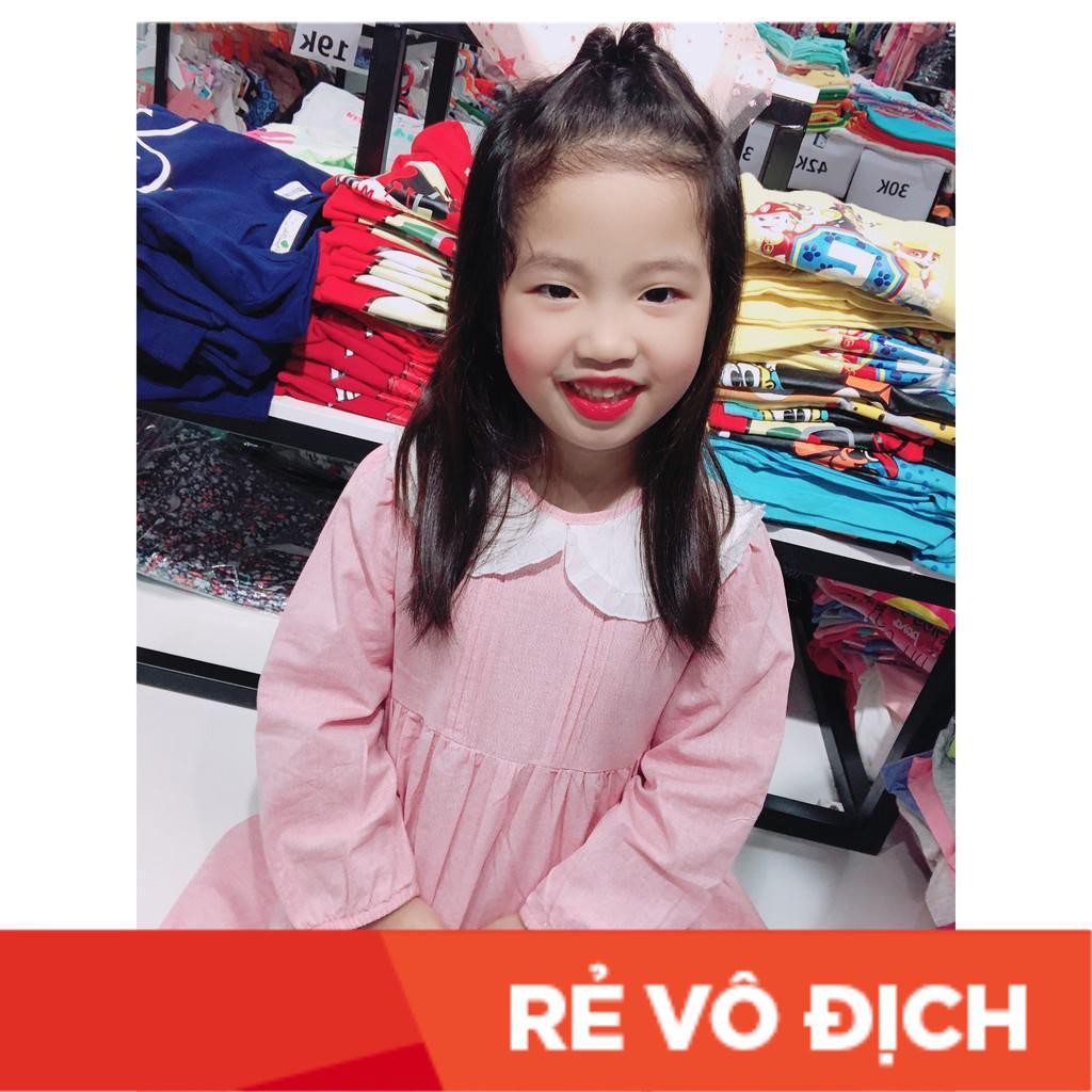 Váy thô đốm  dài tay phối cổ sen size 1-10T, cho bé từ 9-30kg. Chất thô đốm đẹp, dày dặn. Kiểu dáng dễ mặc