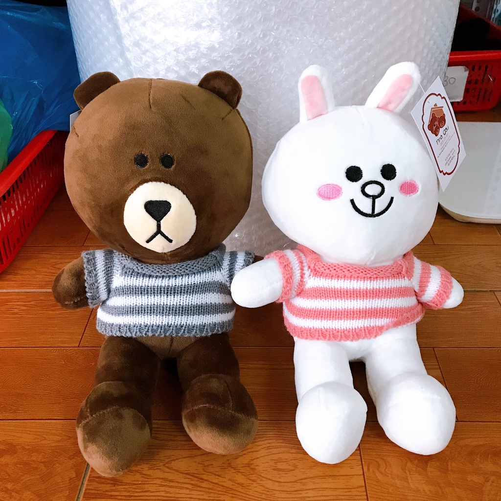 Gấu bông đôi Brown - Cony áo len 30cm cao cấp