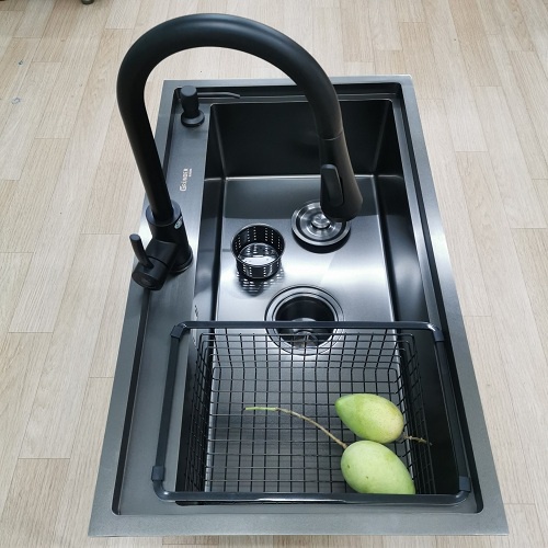 Chậu rửa bát 1 hố GRÜNDER HÀNG CHÍNH HÃNG CAO CẤP Bầu rác to đại 140mm thoát nước nhanh