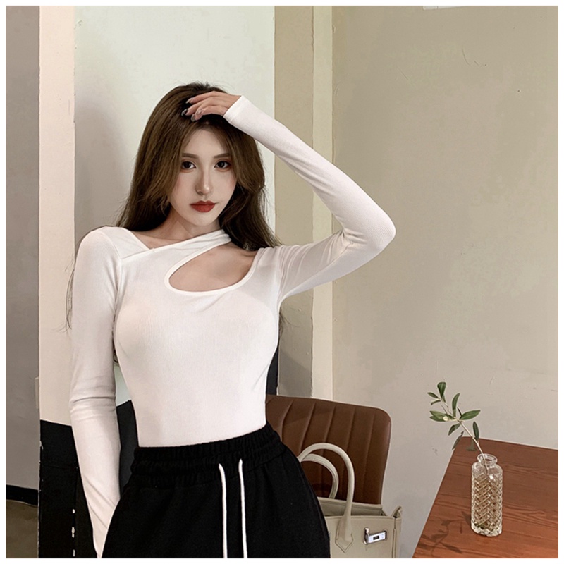 Áo thun lệch vai tay dài quyến rũ thời trang sành điệu cho nữ