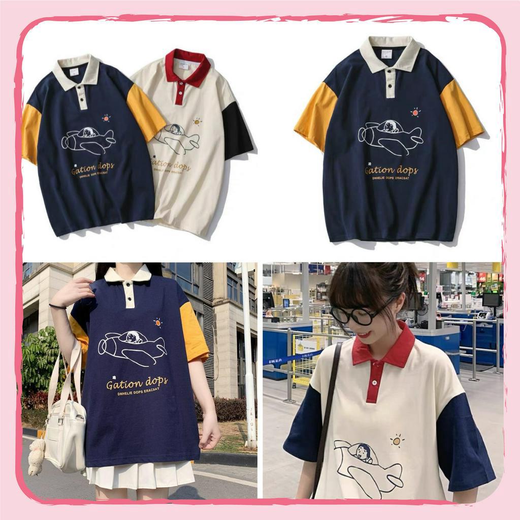 Áo Polo unisex form rộng, tay lỡ, nam nữ dưới 75kg