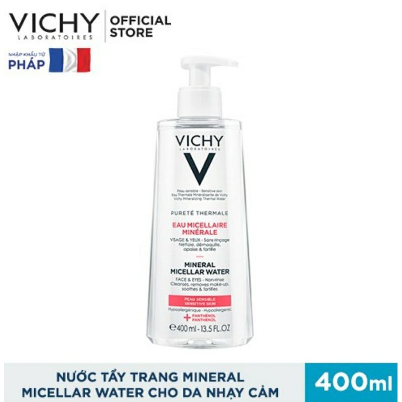 Nước tẩy trang dành cho da nhạy cảm Vichy Pureté Thermale Mineral Micellar Water Peau Sensible Sensitive Skin