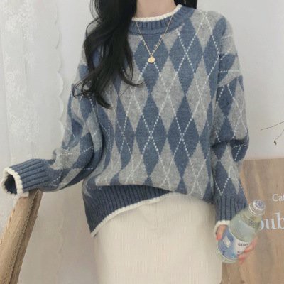 Áo len thổ cẩm dài tay cổ tròn kiểu dáng hàng Quốc - 207