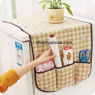 Combo 2 tấm phủ tủ lạnh vải kẻ caro