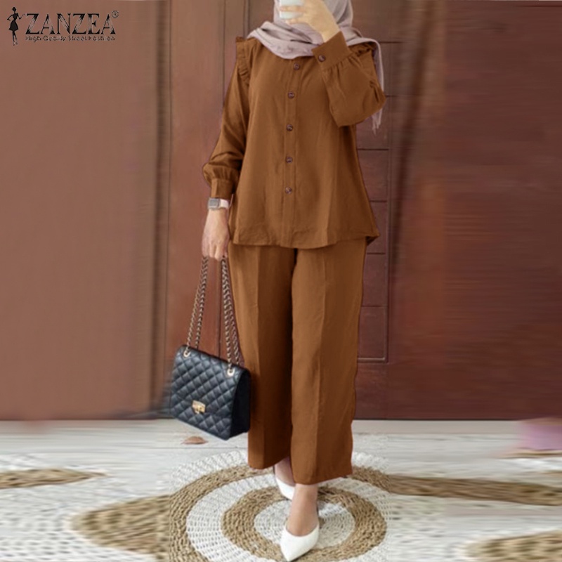 Zanzea Set Áo 2 Dây + Quần Dài Ống Rộng Thời Trang Nữ