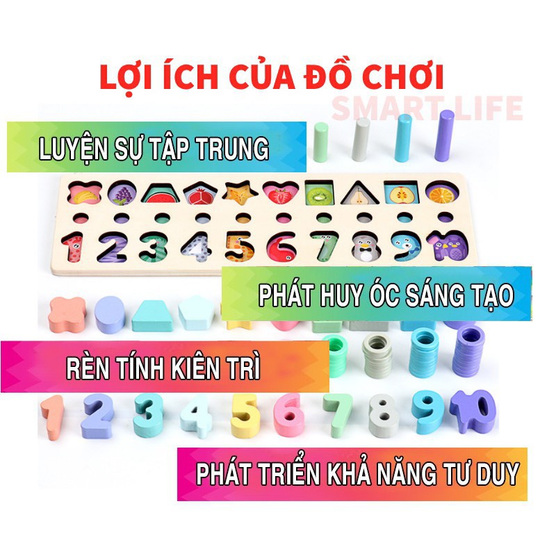 Đồ chơi giáo dục-Bộ học đếm số,hình khối,câu cá bằng gỗ đa năng cho bé mẫu mới nhất hàng loại 1