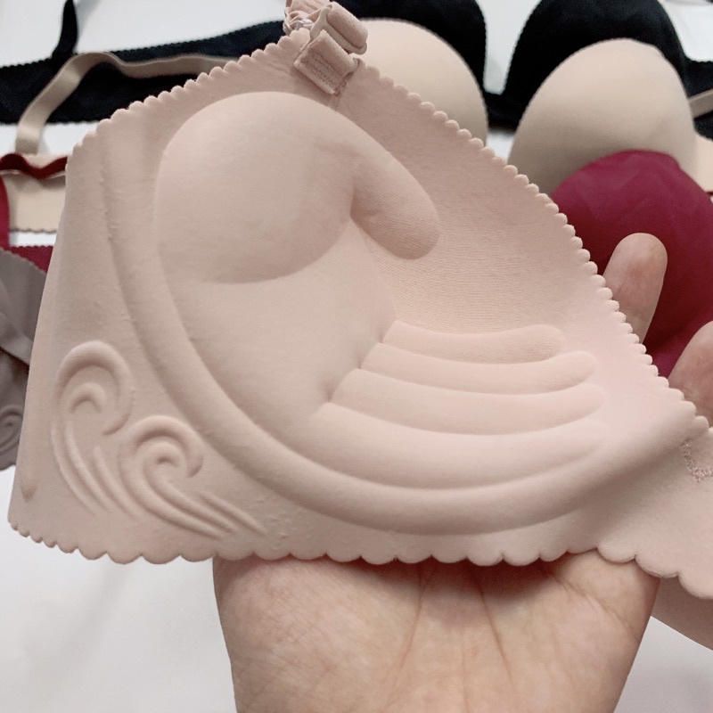 Áo lót nữ su đúc vân sọc không gọng, đệm bàn tay nâng đẩy ngực đẹp L2032. Ảnh và video thật.