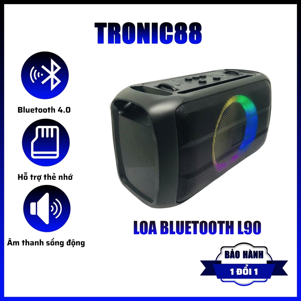 Loa Bluetooth L90 Nghe Nhạc Cực Đỉnh, Bass Căng Cực Với Đèn LED Hiện Đại Nháy Theo Nhạc