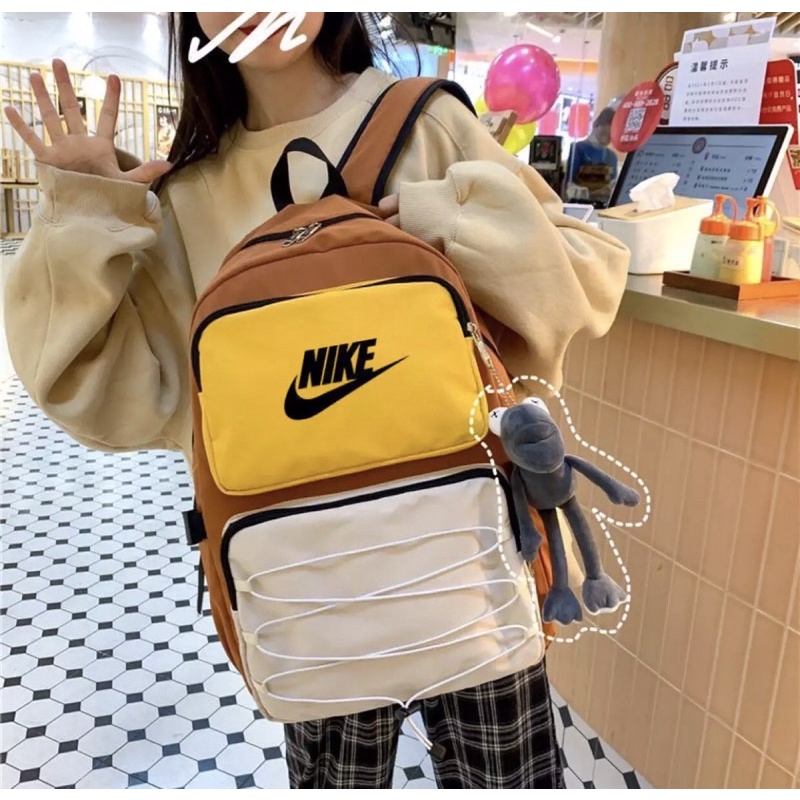 [New Style] Balo Học Sinh NIKE Thời Trang Cá Tính Màu Vàng Nâu Phong Cách Đường Phố - Hàng Việt Nam Xuất Khẩu